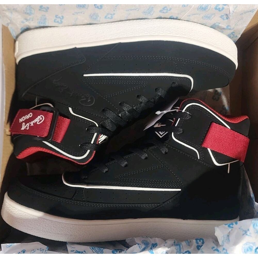 Patrick Ewing Orion Strap 1RBE003-016 *NEW* Men's Size 10 Blk/Red/wht